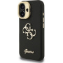 Guess Grained 4G Logo kryt s výklopným stojánkem pro iPhone 16 - černý