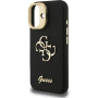Guess Grained 4G Logo kryt s výklopným stojánkem pro iPhone 16 - černý