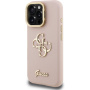 Guess Grained 4G Logo kryt s výklopným stojánkem pro iPhone 16 Pro - růžový