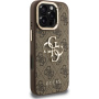 Guess 4G Metal Logo kryt s výklopným stojánkem pro iPhone 16 Pro Max - hnědý