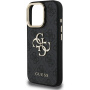 Guess 4G Metal Logo kryt s výklopným stojánkem pro iPhone 16 Pro Max - šedý