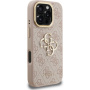 Guess 4G Metal Logo kryt s výklopným stojánkem pro iPhone 16 Pro Max - růžový