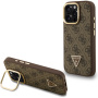 Guess 4G Strass Triangle Logo kryt s výklopným stojánkem a MagSafe pro iPhone 16 Pro Max - hnědý