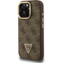 Guess 4G Strass Triangle Logo kryt s výklopným stojánkem a MagSafe pro iPhone 16 Pro Max - hnědý