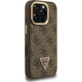 Guess 4G Strass Triangle Logo kryt s výklopným stojánkem a MagSafe pro iPhone 16 Pro Max - hnědý