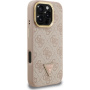 Guess 4G Strass Triangle Logo kryt s výklopným stojánkem a MagSafe pro iPhone 16 Pro Max - růžový