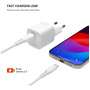 FIXED Mini GaN sada adaptéru s portem USB-C a kabelu USB-C na USB-C - 20W - 1,2 m - bílá