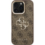 Guess 4G Metal Logo kryt s výklopným stojánkem pro iPhone 16 Pro Max - hnědý
