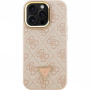 Guess 4G Strass Triangle Logo kryt s výklopným stojánkem a MagSafe pro iPhone 16 Pro Max - růžový