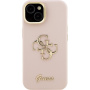 Guess Grained 4G Logo kryt s výklopným stojánkem pro iPhone 13 - růžový
