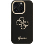 Guess Grained 4G Logo kryt s výklopným stojánkem pro iPhone 15 Pro - černý