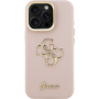 Guess Grained 4G Logo kryt s výklopným stojánkem pro iPhone 15 Pro - růžový