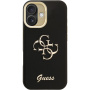 Guess Grained 4G Logo kryt s výklopným stojánkem pro iPhone 16 - černý