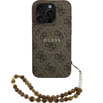Guess 4G Colored Ring Strap kryt s poutkem a MagSafe pro iPhone 15 Pro - hnědý