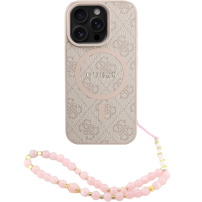 Guess 4G Colored Ring Strap kryt s poutkem a MagSafe pro iPhone 16 Pro Max - růžový