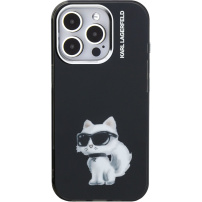 Karl Lagerfeld IML Aquarelle Choupette kryt pro iPhone 15 Pro - černý