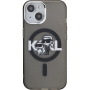 Karl Lagerfeld IML Glitter Karl and Choupette Sketch třpytivý kryt s MagSafe pro iPhone 15 - šedý