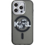 Karl Lagerfeld IML Glitter Karl and Choupette Sketch třpytivý kryt s MagSafe pro iPhone 16 Pro Max - šedý