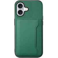 Kožený kryt s kapsou na karty pro iPhone 17 - tmavě zelený