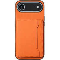 Kožený kryt s kapsou na karty pro iPhone Air - oranžový