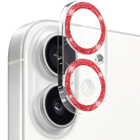 NORTHJO tvrzené sklo se třpytivými rámečky k ochraně čoček fotoaparátu pro iPhone 17 - červené