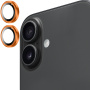 ENKAY tvrzená skla s kovovým rámečkem k ochraně čoček zadního fotoaparátu pro iPhone 17 - oranžová