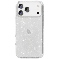 Transparentní kryt se třpytkami pro iPhone 17 Pro Max - stříbrný