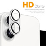 NORTHJO tvrzené sklo s kovovým rámečkem k ochraně čoček fotoaparátu pro iPhone 17 - stříbrné