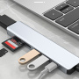 7v1 hub - slot na SD / TF kartu / HDMI / 2x USB-C / 2x USB-A na USB-C - šedý