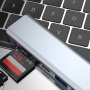 7v1 hub - slot na SD / TF kartu / HDMI / 2x USB-C / 2x USB-A na USB-C - šedý