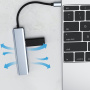 7v1 hub - slot na SD / TF kartu / HDMI / 2x USB-C / 2x USB-A na USB-C - šedý