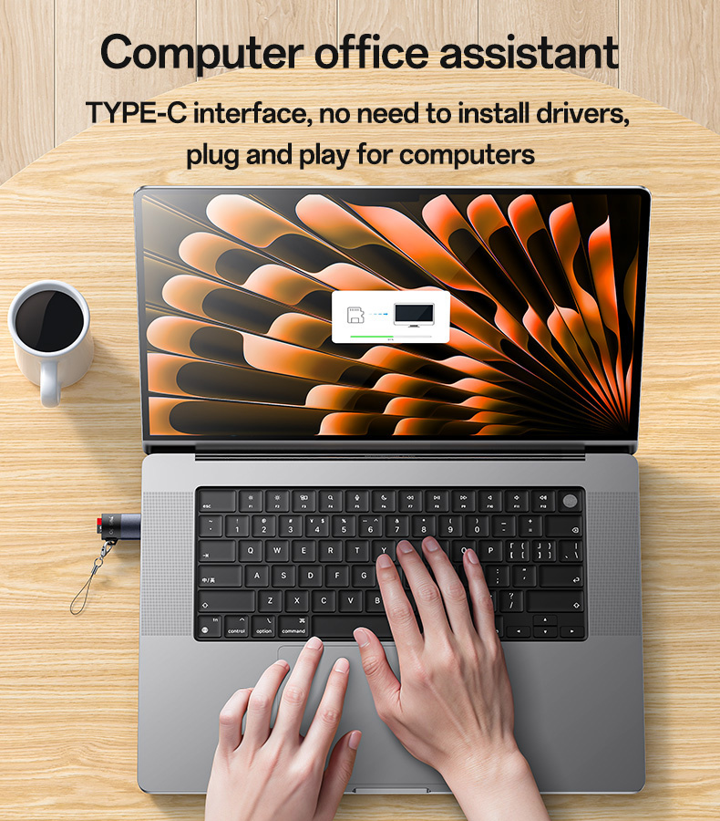 Yesido GS37 mini redukce se čtečkou karet - slot na TF kartu na USB-C - černá