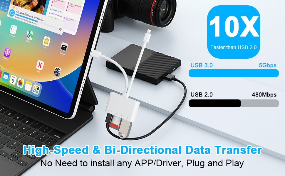 NK-104 Pro 4v1 redukce se čtečkou karet - slot na SD / TF kartu / USB-C / USB-A na USB-C / Lightning - bílá