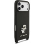 Karl Lagerfeld Saffiano Crossbody Metal Karl and Choupette kryt s nastavitelným popruhem pro iPhone 17 Pro Max - černý