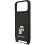 Karl Lagerfeld Saffiano Crossbody Metal Karl and Choupette kryt s nastavitelným popruhem pro iPhone 17 Pro Max - černý