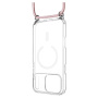 FIXED MagPure Neck transparentní kryt se šňůrkou a MagSafe pro iPhone 17 Pro - růžový