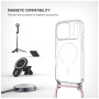 FIXED MagPure Neck transparentní kryt se šňůrkou a MagSafe pro iPhone 17 Pro - růžový