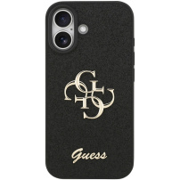 Guess Fixed Glitter 4G Metal Logo třpytivý kryt pro iPhone 17 - černý