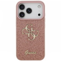 Guess Fixed Glitter 4G Metal Logo třpytivý kryt pro iPhone 17 Pro Max - růžový