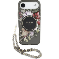 Guess IML Flowers Strap kryt s poutkem a MagSafe pro iPhone Air - šedý