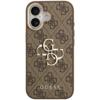 Guess 4G Metal Logo Gold Frame kryt pro iPhone 17 - hnědý