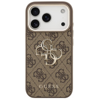 Guess 4G Metal Logo Gold Frame kryt pro iPhone 17 Pro Max - hnědý