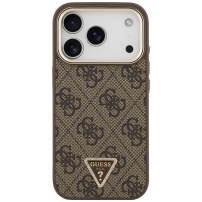 Guess 4G Triangle Logo Gold Frame kryt s MagSafe pro iPhone 17 Pro - hnědý