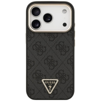 Guess 4G Triangle Logo Gold Frame kryt s MagSafe pro iPhone 17 Pro Max - šedý