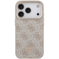 Guess 4G Triangle Logo Gold Frame kryt s MagSafe pro iPhone 17 Pro Max - růžový
