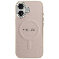 Guess Saffiano kryt s MagSafe pro iPhone 17 - růžový