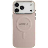 Guess Saffiano kryt s MagSafe pro iPhone 17 Pro Max - růžový