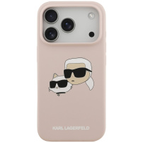 Karl Lagerfeld Double Heads silikonový kryt s MagSafe pro iPhone 17 Pro Max - růžový