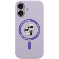 Karl Lagerfeld Karl and Choupette silikonový kryt s MagSafe pro iPhone 17 - fialový
