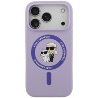 Karl Lagerfeld Karl and Choupette silikonový kryt s MagSafe pro iPhone 17 Pro - fialový